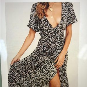 Floral Wrap Midi Dress